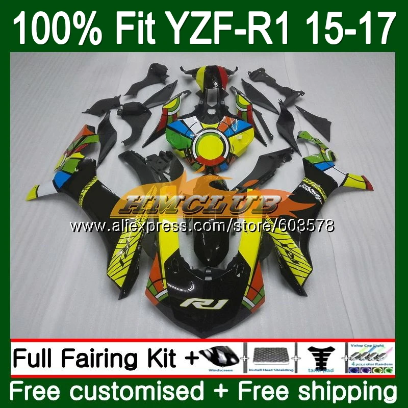 Инъекций для YAMAHA YZF-R1 YZF 1000 R1 127CL. 0 YZF-1000 YZF R 1 YZF1000 YZFR1, 15, 16, 17, обтекатель oem красочный - Цвет: No. 1