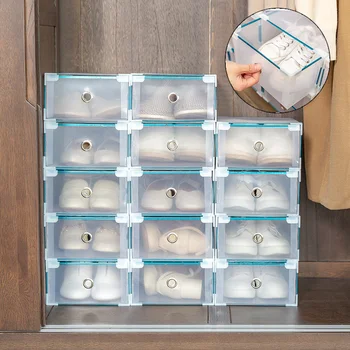 

1PC Drawer Shoes Box Thickened Transparent Drawer Case Plastic Shoe Boxes Stackable Box Shoe Organizer Shoebox Storage Shoe Rack