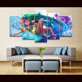 

Modern Home Decor Canvas Painting 5 Pieces Zoe League Of Legend LOL Game Picture Wall Art Prints Modular Poster For Living Room