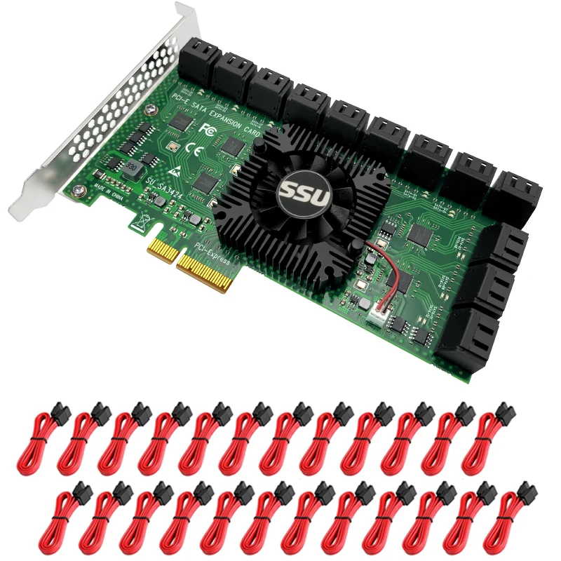 Карта PCIe SATA для майнинга Чиа 24 порта 6 Гбит/с адаптер PCI-E поддержка 3 0 устройство