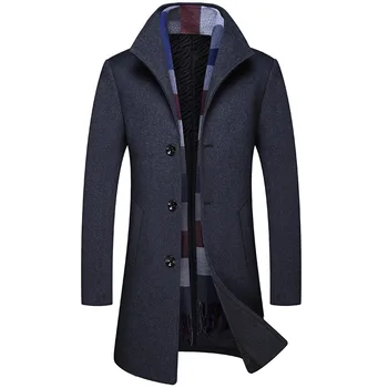 

2019 New Long Thick High Quality Winter Wool Coat Men