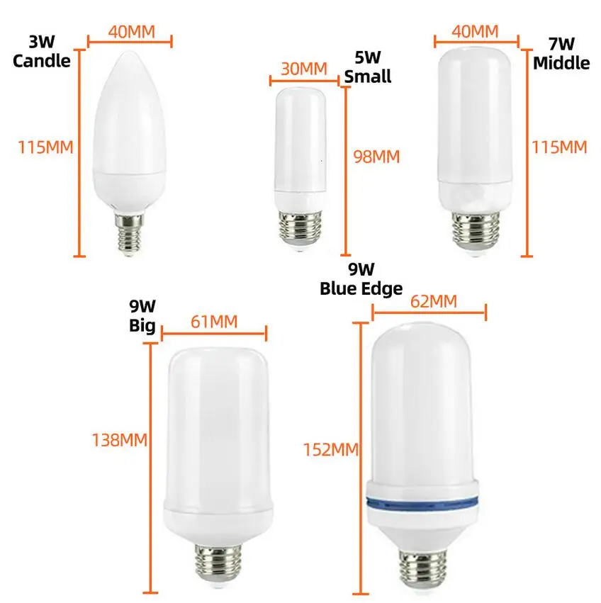 

LED Flame Lamp E27 E26 E14 E12 Light Flame Bulb Effect Fire Flickering Emulation 3W 5W 7W 9W Decorative AC85-265V