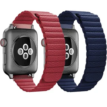 

Adjustable Magnetic Genuine leather loop band for apple watch 4 1 2 3 band 42 mm 38mm strap bracelet Closure Loop for iwatch 4