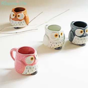 

Creative Cartoon Japanese Style Owl Mug High Temperature Glazed Ceramic Cup cute Cup Water Cups Water Bottle Household Supplies