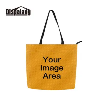 

Women Personalized Custom Design Shopping Handbag Customize Your Own Logo Image Photo Reusable Polyester Grocery Tote Top-handle