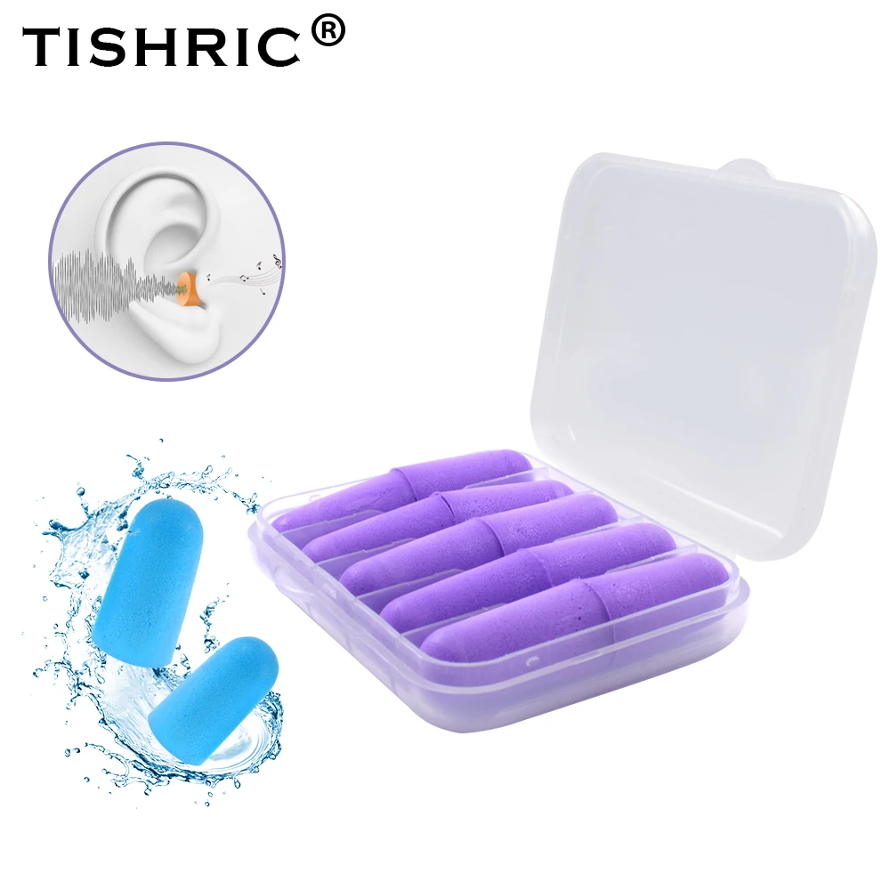 TISHRIC 5pairs 35dB Earplugs Sleep Noice Reduction Noise Cancelling Anti-noise Ear Protection Ear Plugs For Travel/Sleep/Reading fall protection lanyard