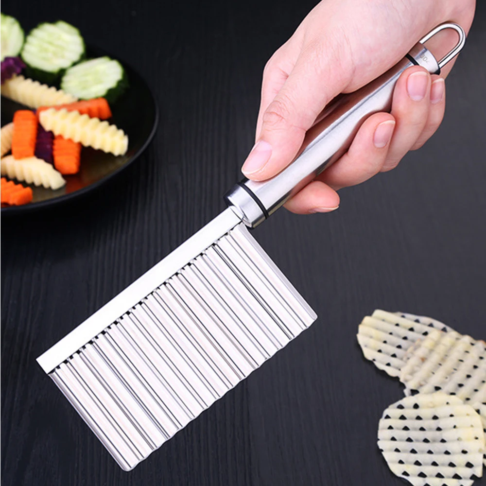1pc Stainless Steel Potato Wave Cutter Cooking Tool Kitchen Knife Accessory  Vegetable Fruit Slicer