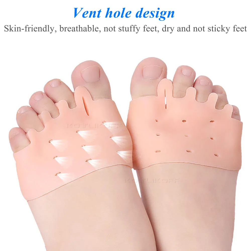Silicone Forefoot Pads Toe Separator Cushion Pad Pain Relief Shoes Insoles Finger Toe Hallux Valgus Corrector Gel Pads Foot Care