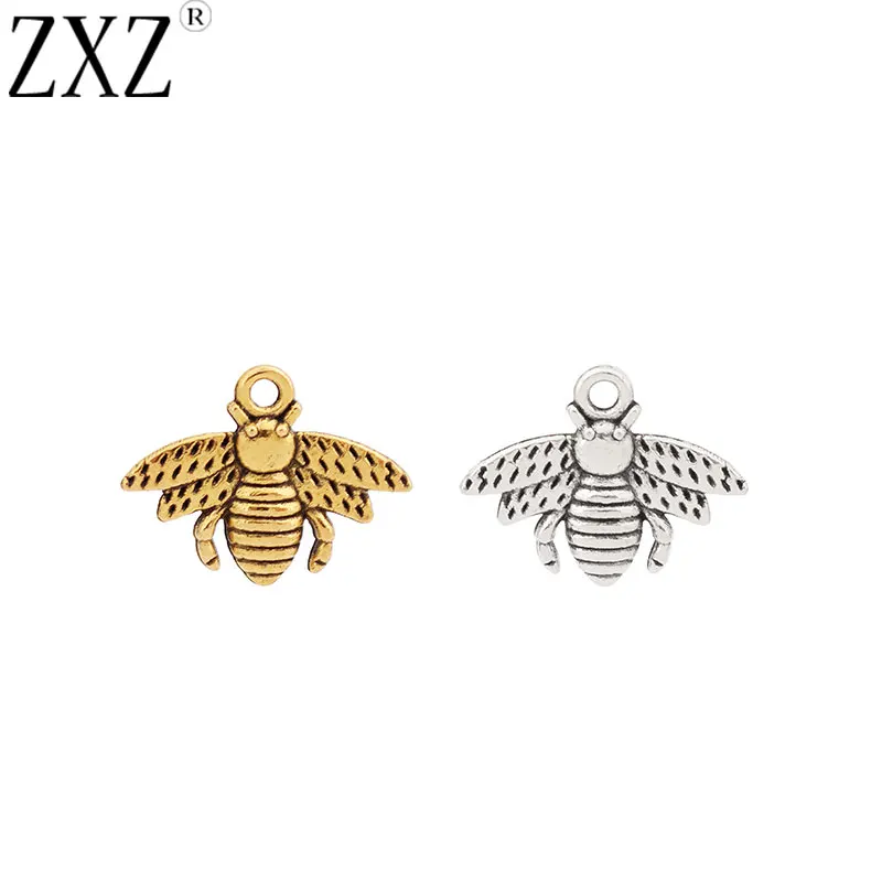

ZXZ 20pcs Tibetan Silver/Gold Tone Honeybee Insect Charms Pendants Beads for DIY Jewelry Making Findings 17x13mm