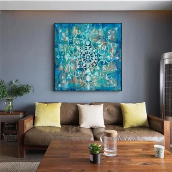 Pósteres e impresiones de pared de flores abstracto de Mandala, tamaño grande, Color brillante, Cuadro de flores moderno, cuadros, decoración del hogar