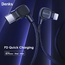 Benks MFi PD двойной локоть зарядное устройство кабель быстрой зарядки для iPhone 11 Pro X XS XR Max 8 Plus type C к Lightning Кабель для зарядки данных