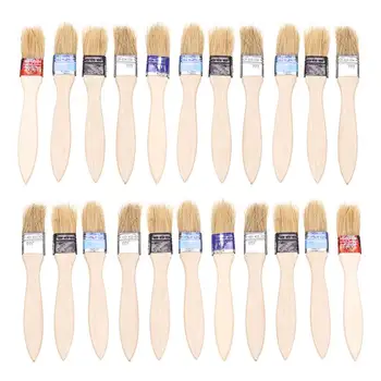 

24pcs Durable Painting Brushes Hair Wooden Handle Brush Barbecue Oil Brush Kitchen Baking Utensil Drawing Supplies (Beige)