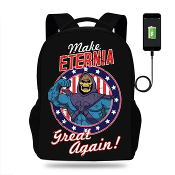 

17inch Mochilas Make ETERNIA GREAT AGAIN Print Backpack Teenager Boys Kids USB Port Backpack Students Children School Bags