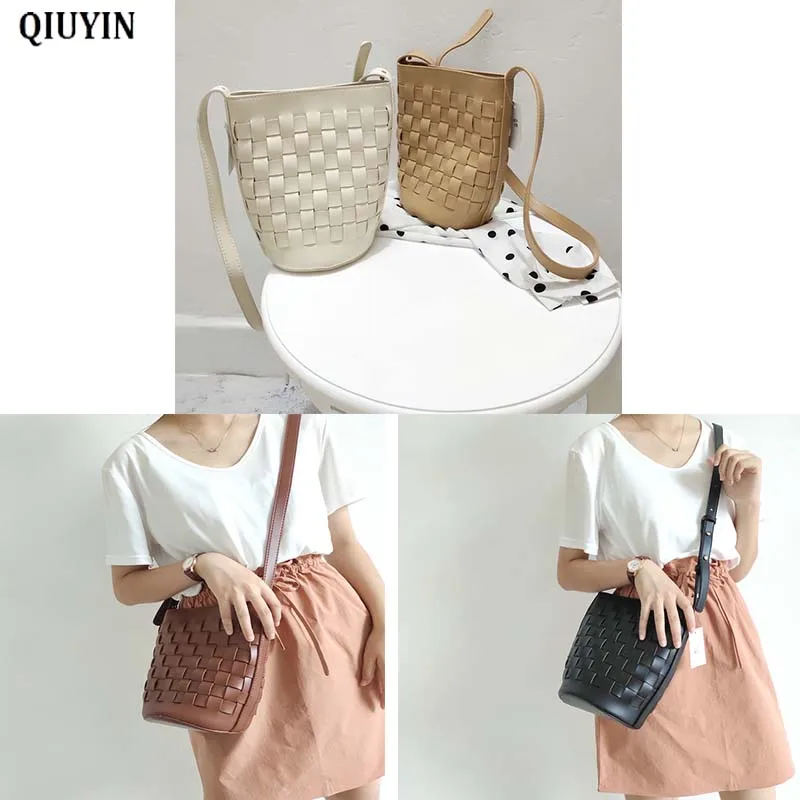 

QIUYIN 2020 Fashion Buckets Bags Designer Women Shoulder Bags Luxury PU Crossbody Bag Large Capacity Messenger Bag Simply Purses