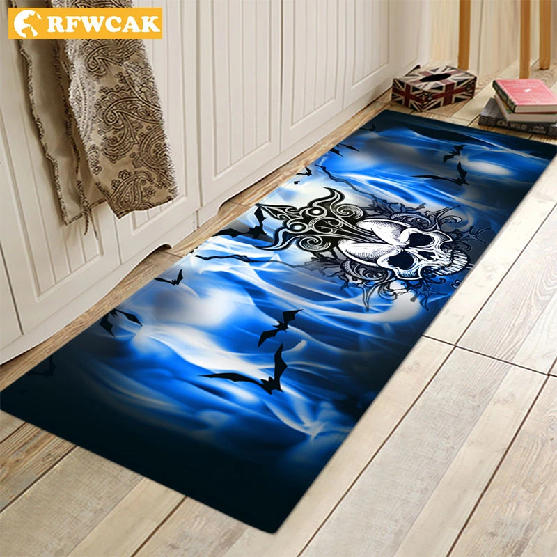 Halloween Door Mat Skull Cartoon Kitchen Non Slip Floor Mats For