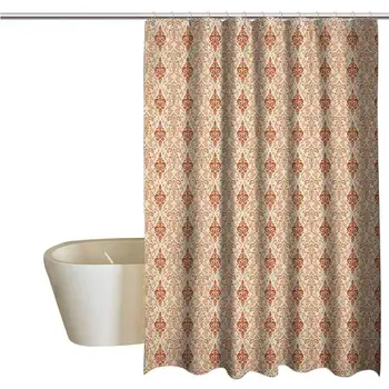 

Antique Funny Shower Curtain Botanical Nature Pattern with Vintage Byzantine Floral Design Elements Fabric Shower Curtains for