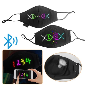 

Luminous Face Mask Masquerade Halloween LED Mask Bluetooth APP Control Washable Reutilizable Mascarilla Party Cosplay Mascherine