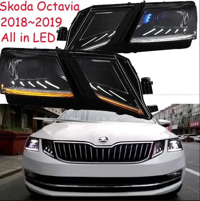 2020y автомобильный бупмер головной свет для Skoda Octavia фары автомобильные аксессуары полный светодиодный противотуманный фонарь для Octavia фары - Цвет: picture