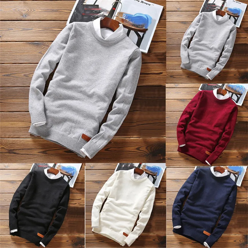 Мужские свитера, новые модные повседневные тонкие хлопковые вязаные качественные мужские свитера и пуловеры с круглым вырезом, Мужская брендовая одежда, размер M-2XL
