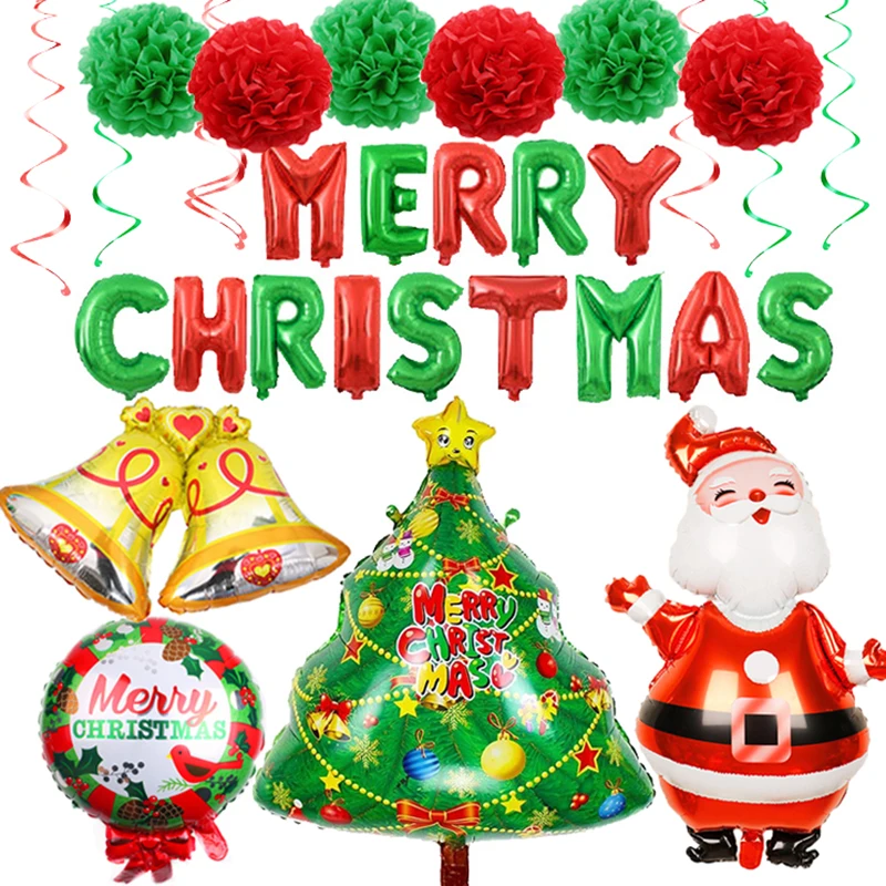 Фольгированные воздушные шары с надписью Merry Christmas|Украшения своими руками для