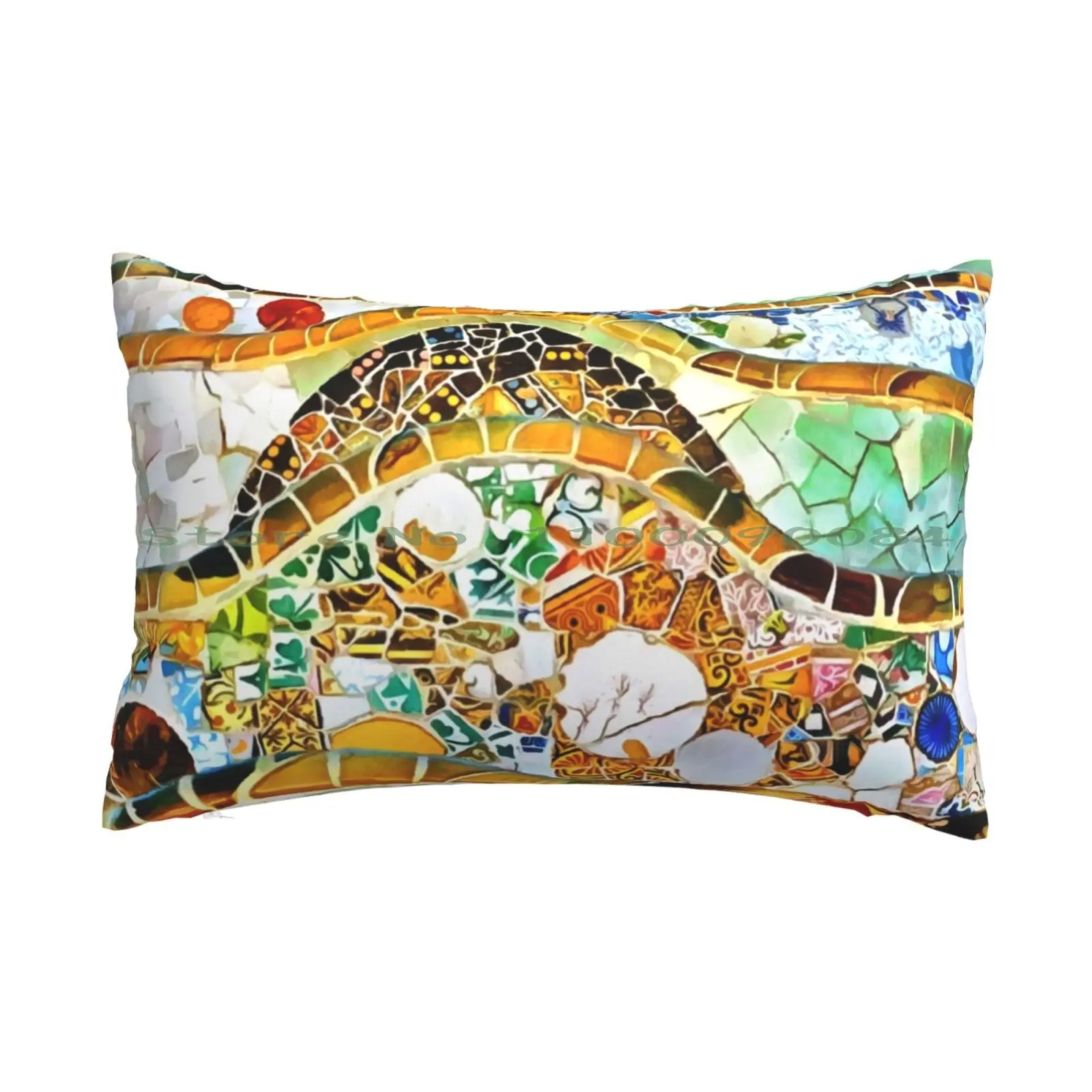 

Barselona Pillow Case 20x30 50*75 Sofa Bedroom Colourful Colours Collage Bright Spanish Mix Patterns Stripes Squares Geometric