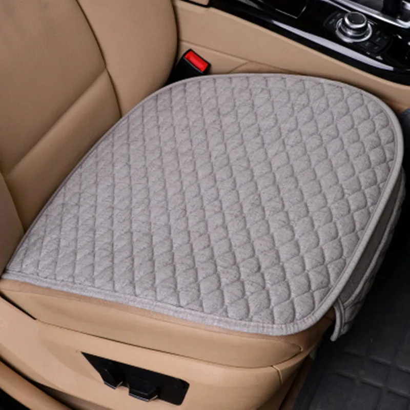 Linen Fabric Car Seat Cover Four Seasons Front Rear Flax Cushion Breathable Protector Mat Pad Auto Accessories Universal Size - Название цвета: gray