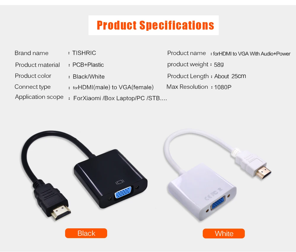 HDMI в VGA адаптер HD 1080P HDMI кабель цифро-аналоговый аудио конвертер мужской в Famale для Xbox PS4 ПК ноутбук ТВ коробка проектор