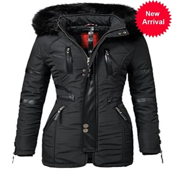 

Jacket Women's Long Coats Black Winter Hooded Parkas Zipper Warm Windbreak Black Gothic Slim Femlae Overcoats Casual Outwear