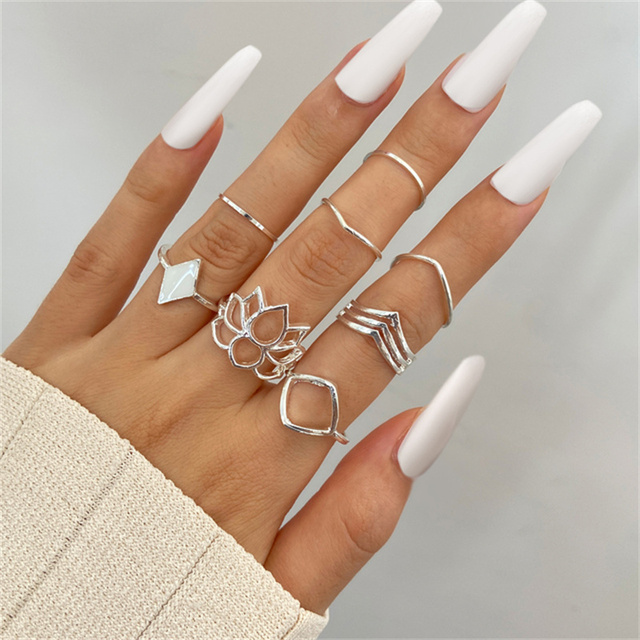 Ring Set 19Pcs for Women Vintage Adjustable For Girls Pearl Punk Snake 2021  New Trendy Fashion Jewellery