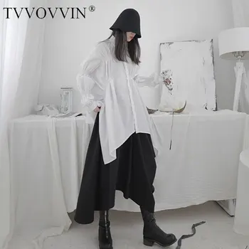 

loose Ruffle Pleated Blouse Fashion Full Sleeve Spring Pleated Single Breast Split Plus Size Small Fresh Casual Shirt Q0017