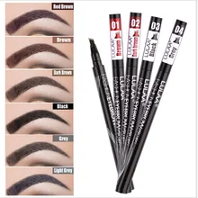 6 Color Microblading Eyebrow Pencil Waterproof Fork Tip Tattoo Pen Tinted Fine Sketch Eye Brow Pencils Long Lasting Eyebrows