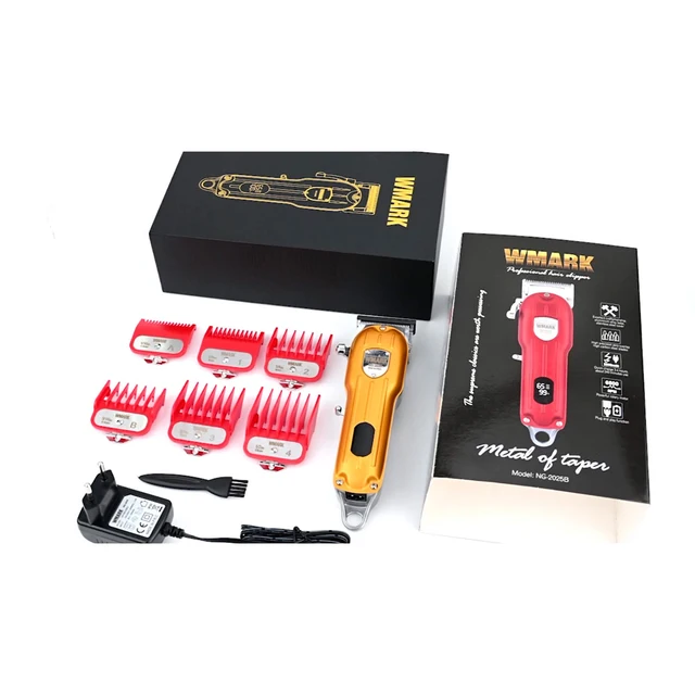 2021 New WMARK NG2025B All-Metal Corded or Cordless Use Hair Clipper With LCD Display 6500 RPM Hair Trimmer 9CR18 Blade 2500mAh Golden Boxes