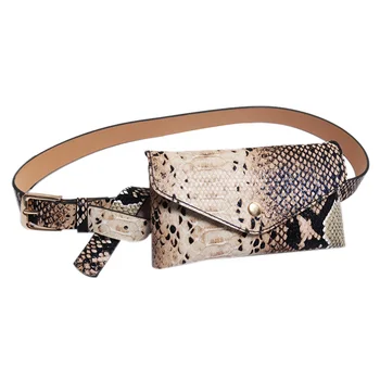 

Women Fanny Pack Vintage Serpentine Waistpack Pu Phone Pouch Fashion Snake Skin Waist Bag Messenger Bags Snake Yellow