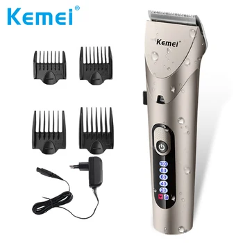 

Kemei Waterproof Men's Hair Beard Trimmer Electric Cordless Zero Gapped LED Hair Clippers fine tune