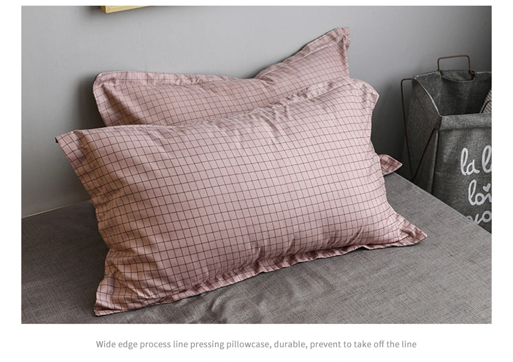 Home Textile Black Plaid Printed Duvet Cover Pillowcase Bed Sheet Simple Boy Girls Bedding Sets 3/4Pcs Single Double Bed Linens