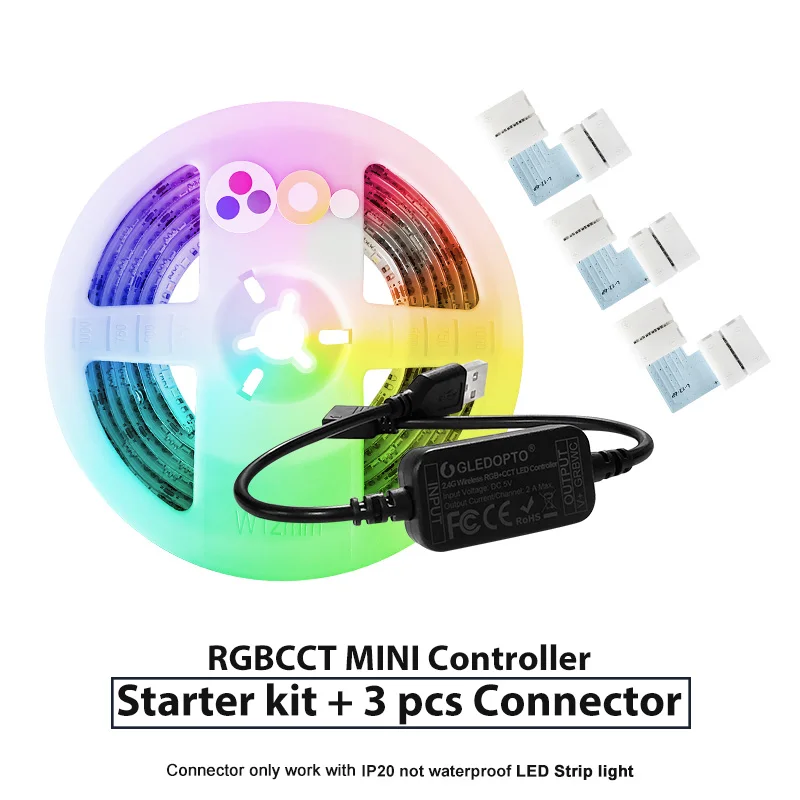 G светодиодный контроллер OPTO zigbee mini smart tv, светодиодный светильник, комплект 5 В, usb, rgb+ cct, компьютерный светодиодный светильник, работает с zigbee hub echo - Цвет: Kit and 3 Connectors