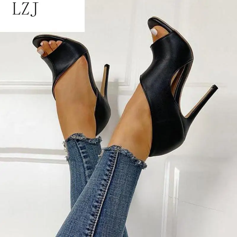 

Fashion Solid Color Casual Open Toe Super High Heel Fish Head Pumps Rome Peep Toe Sexy Heels Gladiator Ladies Summer Sandals