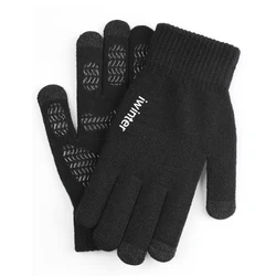 2021 Winter Gloves Mens Plus Velvet Warm Womens Knitted Gloves Touch Screen Silicone Non-Slip Outdoor Cycling Driving Cold Glove