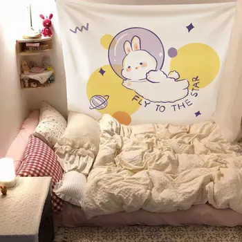 

Cute Cartoon Tapestry Anime Korean Aesthetic Dorm Pastel Wall Art Tapestry Animal Print Wandteppich Room Decoration DE50GT