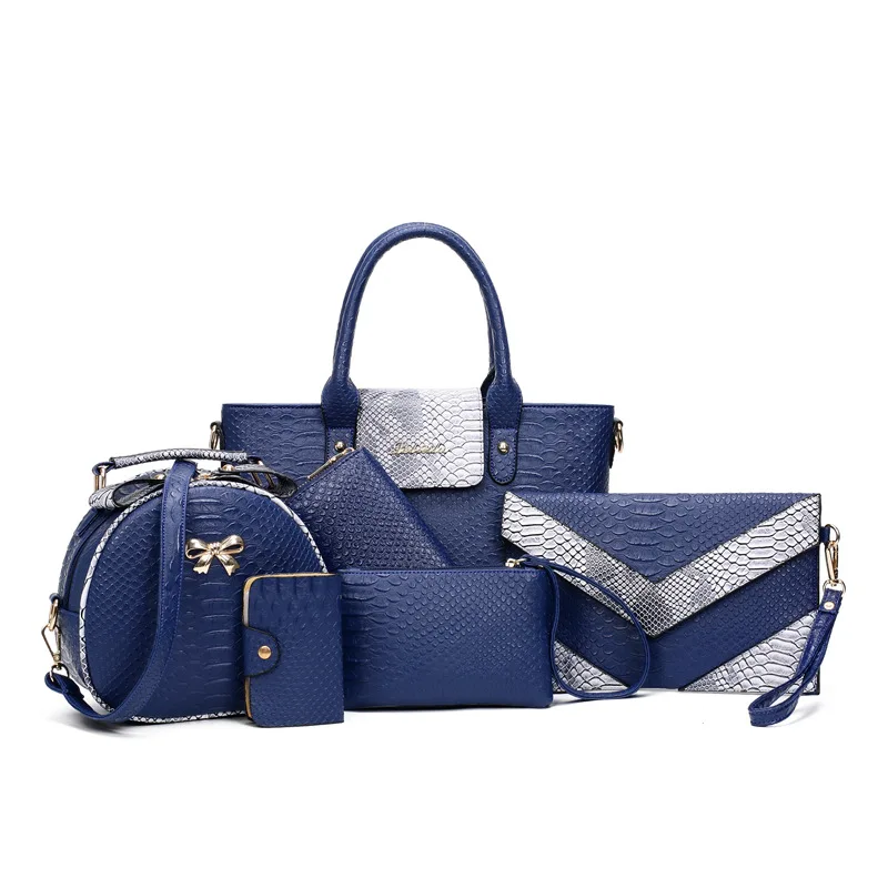 

2019 Autumn And Winter Crocodile Pattern WOMEN'S Fashion Handbag Trend Europe And America New Style Different Size Bags Six Piec