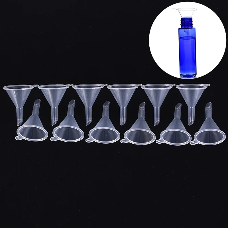 

AACAR 12pcs Clear Plastic PP Mini Funnels Packaging Travel Tools for Empty Bottle Filling Perfumes Essential Oils Aromatherapy