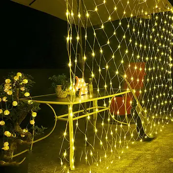 

Curtain Light Power 8 Control Modes Integrated 2x3M 200-light Low Voltage Waterproof Connector Fishnet Christmas Light