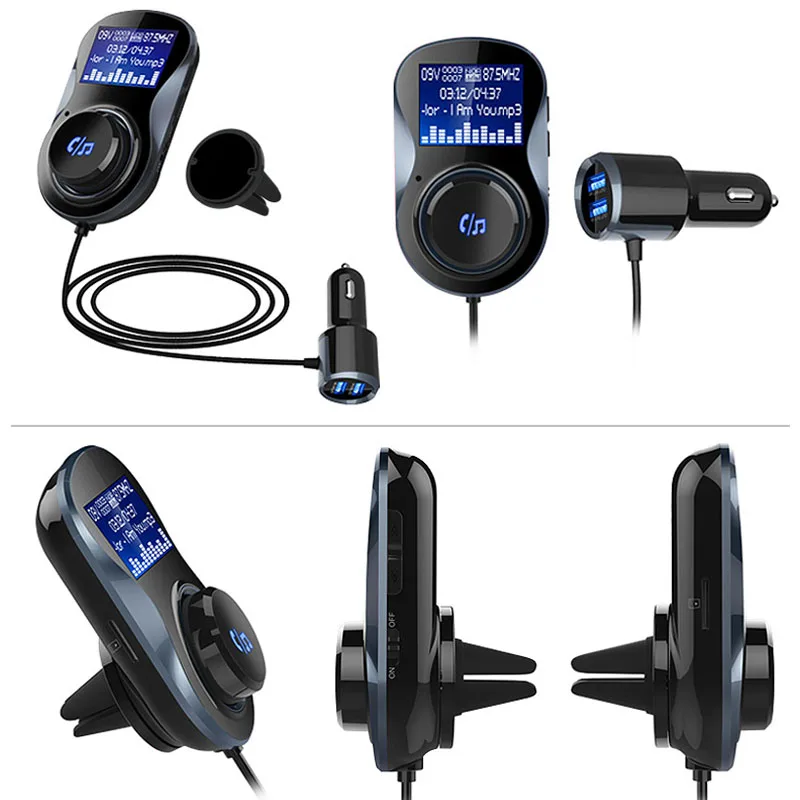 Bluetooth Hands-free fm-передатчик Aux модулятор Автомобильный mp3-плеер аудио адаптер USB QC3.0 зарядное устройство Поддержка TF для iPhone 11