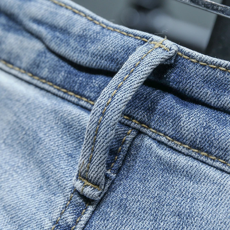 Blog Men's Slim Fit Jeans high Leisure waist jeans Street fashion style stretch pants Man Bottoms Korean style straight trousers blue