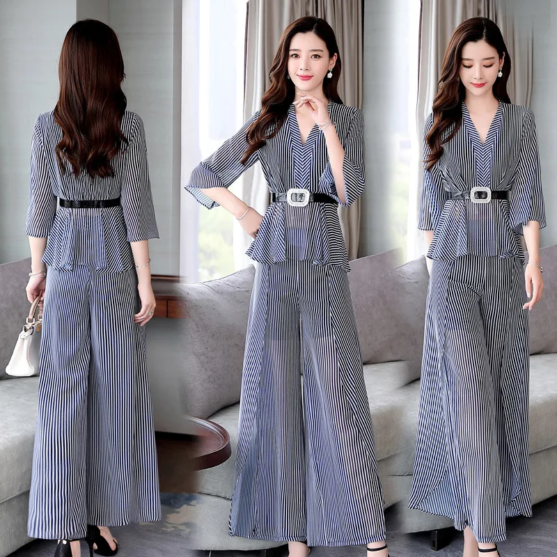 

Chiffon Loose Pants Set Summer Wear for Women 2019 New Style Slimming Elegant Debutante Goddess Western Style Fashionable Two-Pi