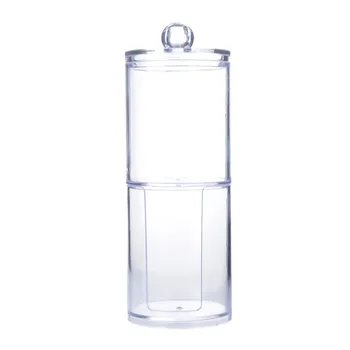 

2 In 1 Space Saving Candy Container Jar Multifunction Cotton Pad Round Desk Organizer Makeup Transparent Storage Box With Lid