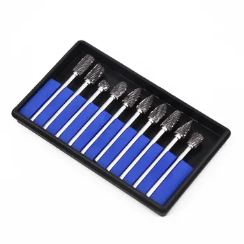

UK 10Pcs Head Tungsten Carbide Rotary Burr Die Grinder Bit 3mm Shank Carving Set