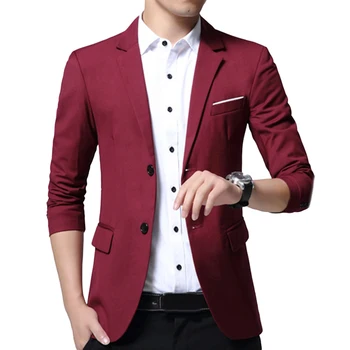 

Mens Korean S-lim Fashion Cotton Blazer Suit Jacket black blue Plus Size L To 5XL Male blazers Mens Coat Wedding One/Two Button