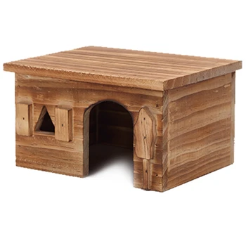 

Natural Wood Rectangle Small Animal Pet Hamster House Bed Summer Cool Guinea Pig Hedgehog Chinchilla House Cage Nest Hamster Che