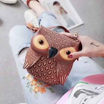 

Japanese funny kawaii irregular owl girls kids bag Cartoon animal PU backpack Printed small simple mobile phone bag coin purse
